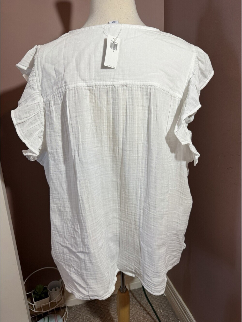 Old Navy Textured Top Ruffled Sleeves Womens 3X Cottage Core New - Picture 3 of 10